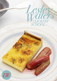 Baked Egg Custard and Lemon Tart with Roasted Rhubarb