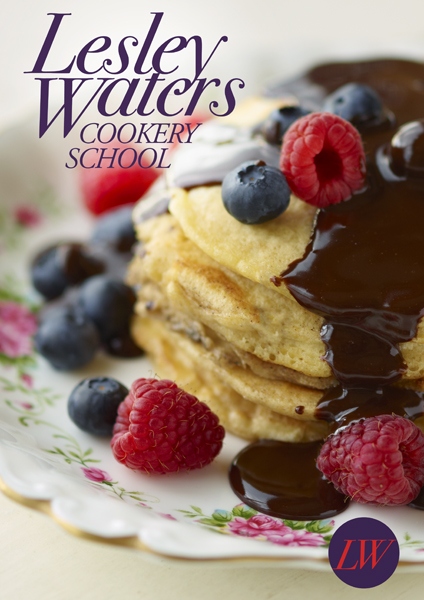 Pancake Stacks with Berries and hot Chocolate